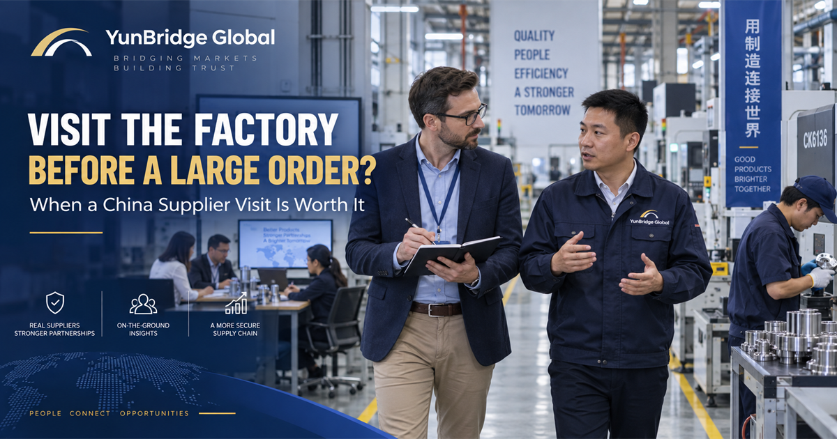 Buyer visiting a supplier factory in China before placing a large order